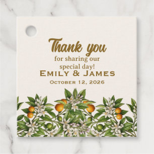 Orange Blossom Gold Wedding Favour Tag