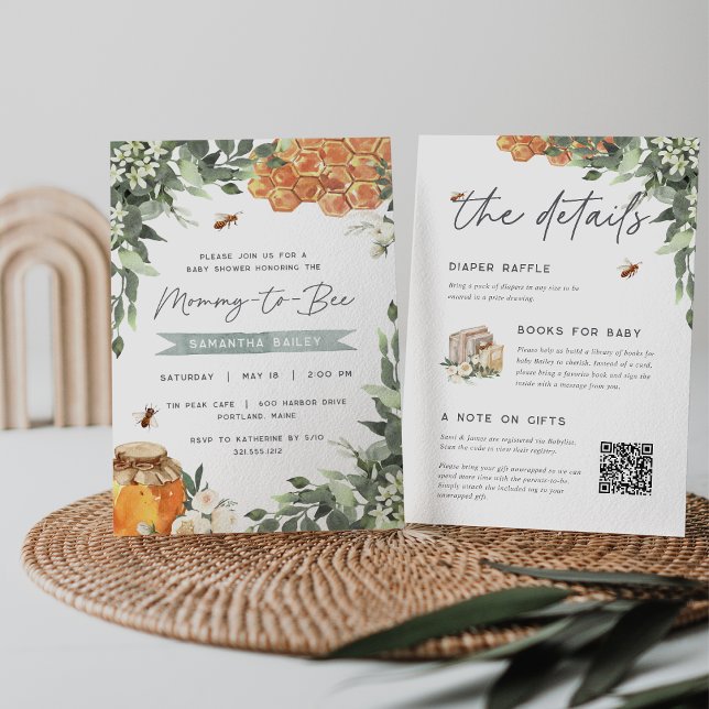 Orange Blossom Honey Bee All in One Baby Shower Invitation (Creator Uploaded)