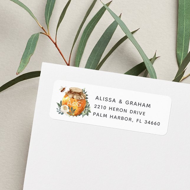 Orange Blossom Honey Bee Couples Return Address (Creator Uploaded)