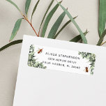 Orange Blossom Honey Bee Return Address<br><div class="desc">Designed to match our Orange Blossom Honey bee-themed event stationery collection,  this sweet nature-inspired return address design features a green watercolor botanical foliage,  white flowers,  and buzzing honeybees. Personalize with your return address.</div>