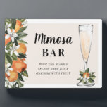 Orange Blossom Mimosa Bar Plaque<br><div class="desc">Mimosa bar sign features oranges, orange blossoms, and champagne glass.</div>