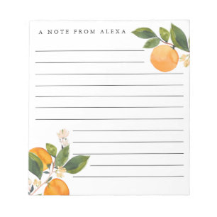 Orange Blossom personalized notepad