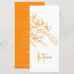 Orange blossom sketch orange white wedding menu