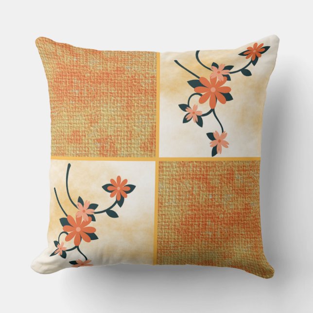 Orange Blossom Throw Pillow (Front)
