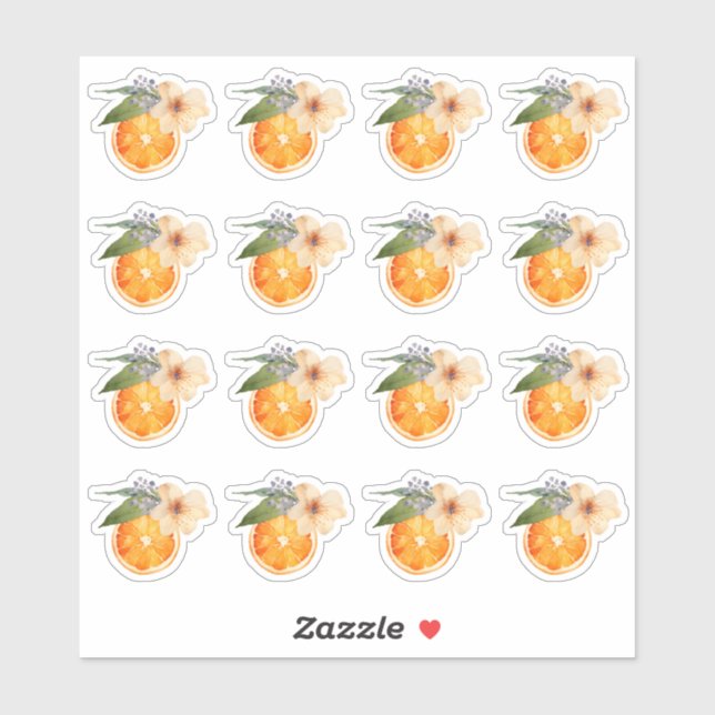 Orange Blossom Watercolor Mini Stickers (Sheet)