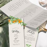 Orange Blossom Wedding Ceremony Program<br><div class="desc">Orange blossom ceremony program, printed on a flat paper sheet, which you will need to fold yourself. Design features oranges, orange blossom, greenery and hanging foliage on a neutral background. Fresh, zesty, natural design to complement a spring or summer wedding with an orange fruit wedding theme. For co-ordinating invitations, stationery,...</div>