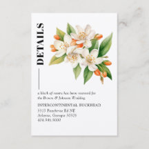 Orange Blossom Wedding Details Card