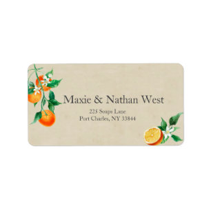 Orange Blossom Wedding Label