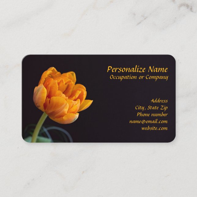 Orange Blossoming Flower Rose Bud Floral Business Card (Front)