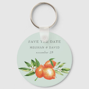 Orange Blossoms Citrus Botanical Save The Date Keychain
