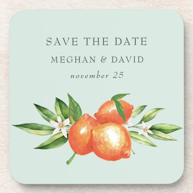 Orange Blossoms Citrus Botanical Wedding   Coaster (Front)