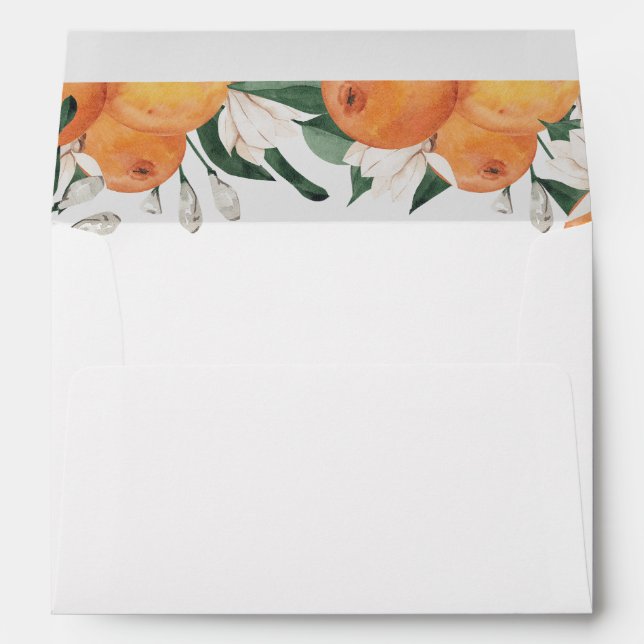 Orange Blossoms Citrus Botanical Wedding  Envelope (Back (Bottom))
