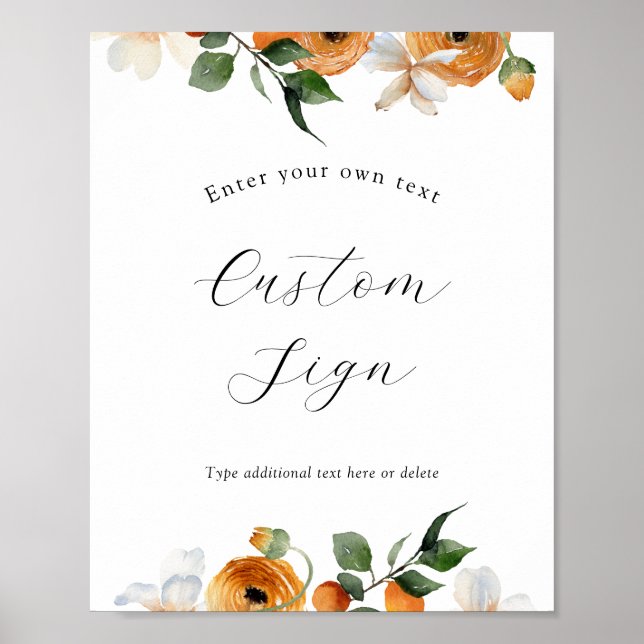 Orange Blossoms Custom Text Sign (Front)