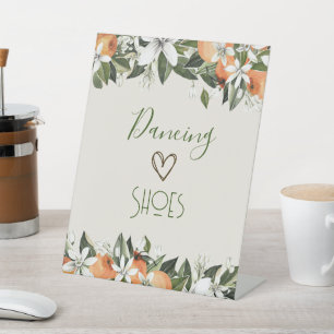 Orange & Blossoms Elegant Floral Pedestal Sign
