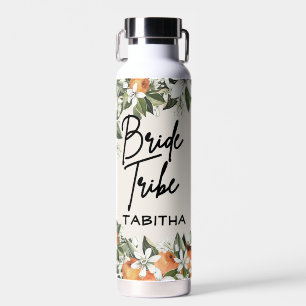 Orange & Blossoms Elegant Floral Water Bottle