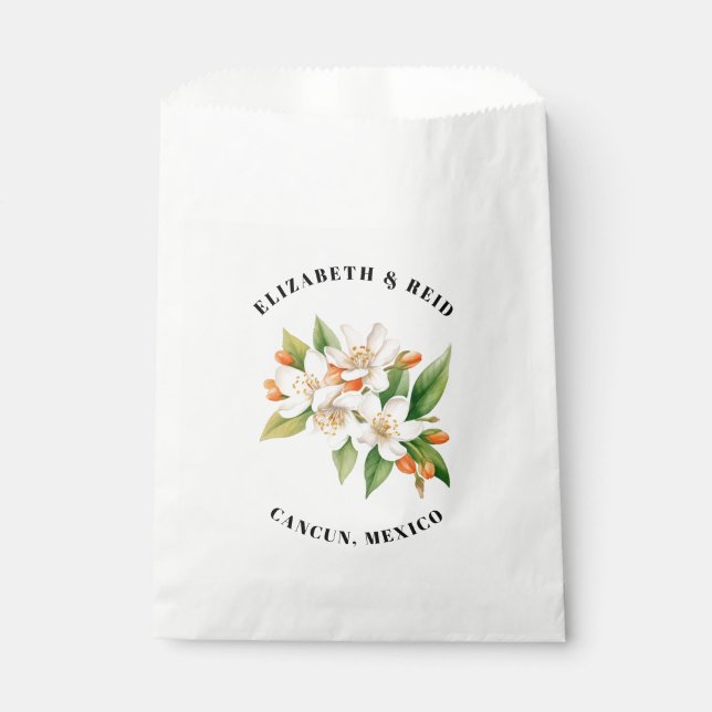 Orange Blossoms & Jasmine Blooms Wedding Favour Bag (Front)