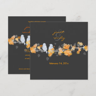 Orange blossoms+love birds/DIY background colour Invitation