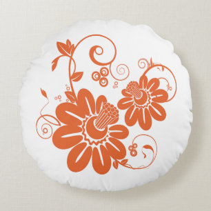 Orange Blossoms Round Pillow