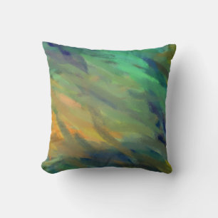 Orange Blue Abstract Art Painting 3 Throw Pillow