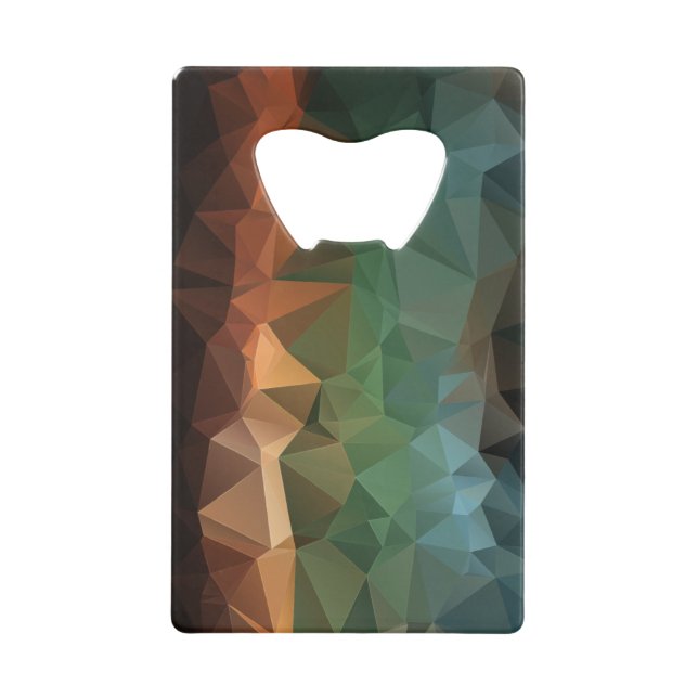 Orange Blue Abstract Pyramid Art Credit Card Bottle Opener (Front)