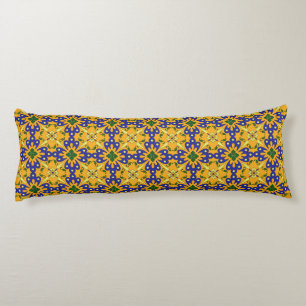 Orange Blue And Yellow Spanish Tile Design Body Pillow