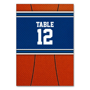 Orange Blue Basketball Bar Mitzvah Table Number