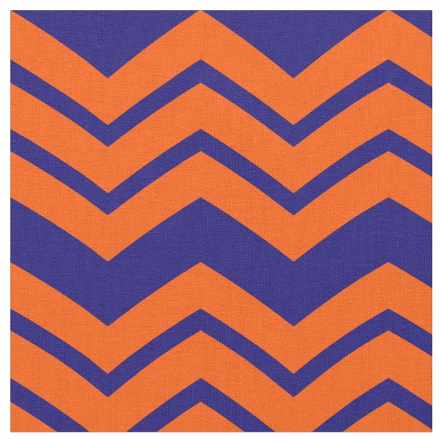 Orange Blue Chevron Zigzag Design  Fabric (Close Up)