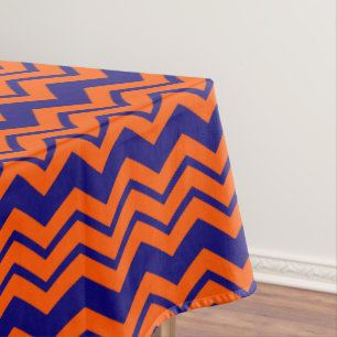 Orange Blue Chevron Zigzag Design Tablecloth