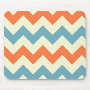 Orange blue chevron zigzag stripes zig zag pattern mouse pad