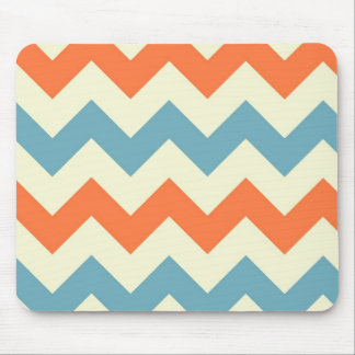 Orange blue chevron zigzag stripes zig zag pattern mouse pad