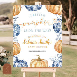 Orange Blue Chinoiserie Pumpkin Baby Shower Poster