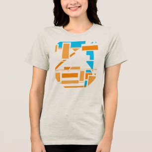 Orange Blue Circular Southwest Look Abstract Art Tri-Blend Shirt