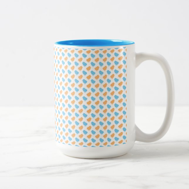 ORANGE & BLUE EASTER CHICKS Two-Tone COFFEE MUG (Right)