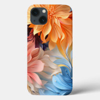 Orange blue flower blooms and leaves