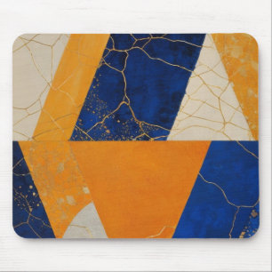 Orange Blue Geometric Mouse Pad