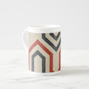 Orange & Blue Graphic Lines Bone China Mug