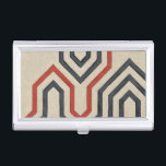 Orange & Blue Graphic Lines Business Card Holder<br><div class="desc">Graphic orange and blue lines traverse this piece by Chariklia Zarris. The orange line cuts through most of the work,  while the blues lines have a discernable pattern to them. Get yours now!</div>