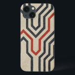 Orange & Blue Graphic Lines iPhone 13 Case<br><div class="desc">Graphic orange and blue lines traverse this piece by Chariklia Zarris. The orange line cuts through most of the work,  while the blues lines have a discernable pattern to them. Get yours now!</div>