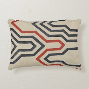 Orange & Blue Graphic Lines Decorative Pillow