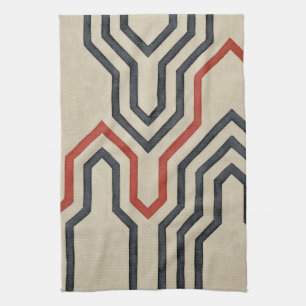 Orange & Blue Graphic Lines Kitchen Towel