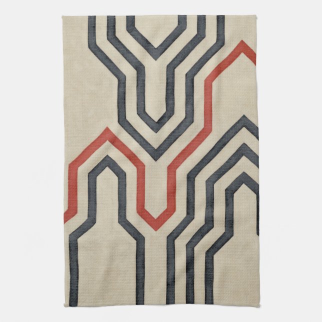 Orange & Blue Graphic Lines Kitchen Towel (Vertical)