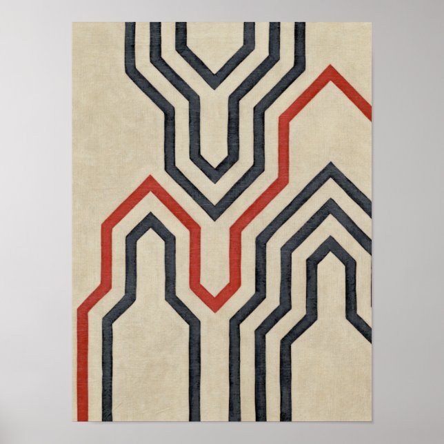 Orange & Blue Graphic Lines Poster (Front)