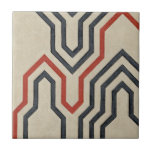 Orange & Blue Graphic Lines Tile<br><div class="desc">Graphic orange and blue lines traverse this piece by Chariklia Zarris. The orange line cuts through most of the work, while the blues lines have a discernable pattern to them. Get yours now!</div>