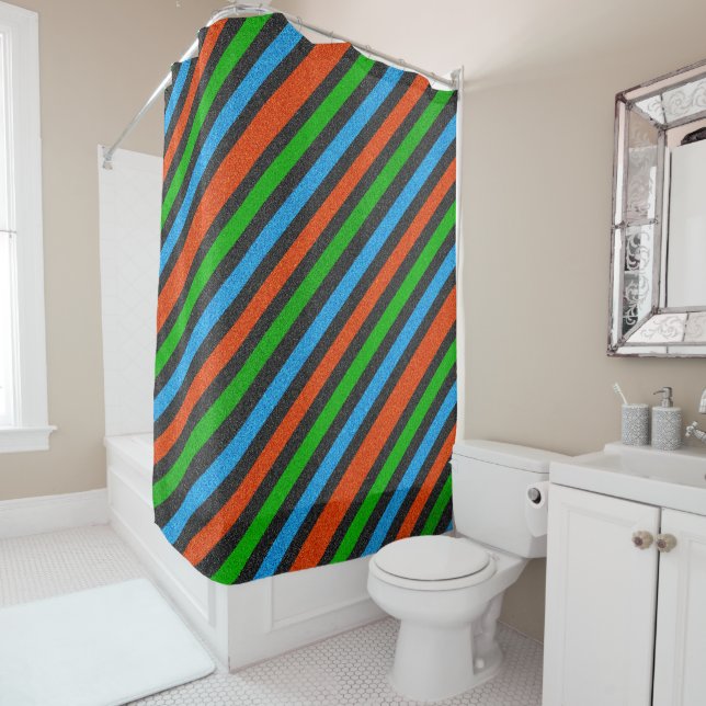 Orange, Blue, Green, Black Glitter Striped STaylor (In Situ)