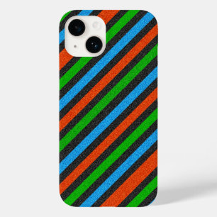 Orange, Blue, Green, Black Glitter Striped STaylor Case-Mate iPhone 14 Case