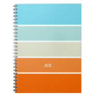 Orange Blue Green Colour Block Stripes Monogram