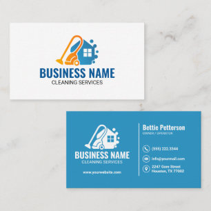 Orange Blue House Vacuum Cleaning Service Business Card