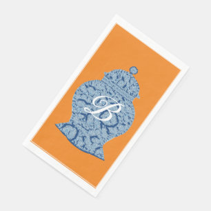 Orange Blue Jar Ginger Jars Mosaic  Napkin