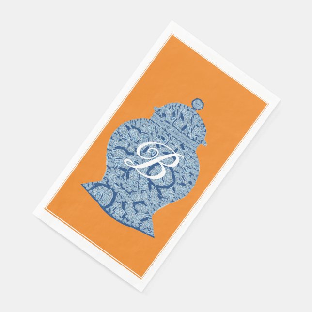 Orange Blue Jar Ginger Jars Mosaic  Napkin (Corner)