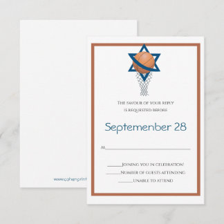 Orange blue Jewish Basketball Reply Card